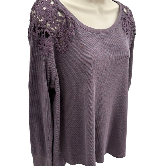 American Eagle Outfitters Womens Lace Thermal Knit  Long Sleeve Size L Purple - Picture 2 of 11